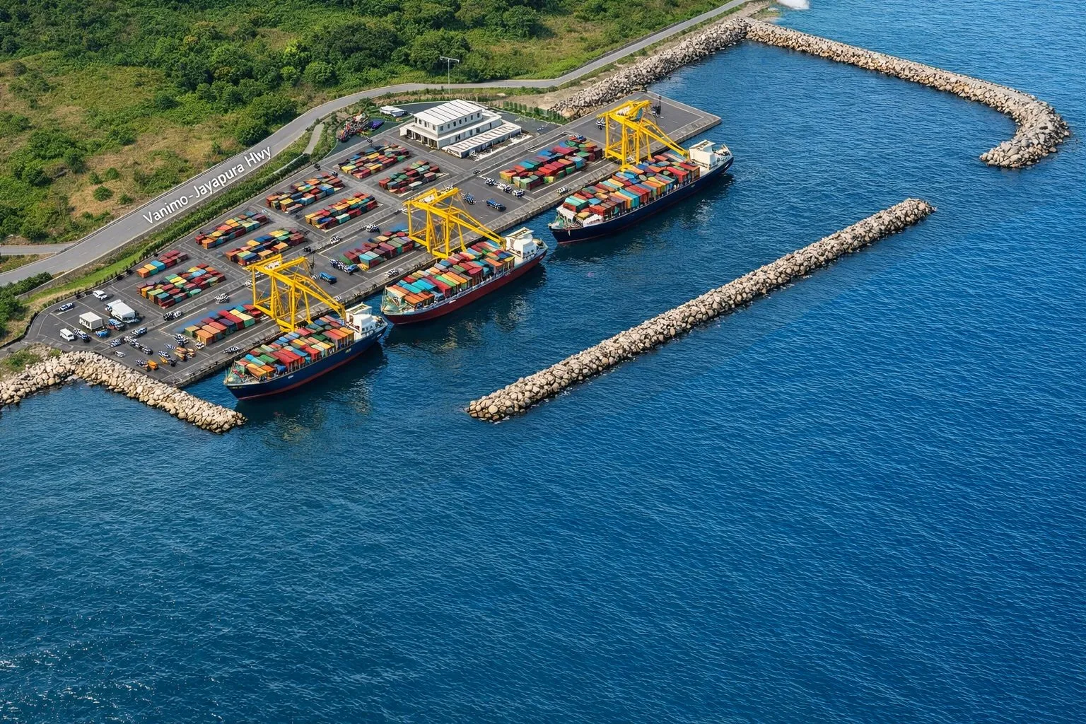 Concept rendering of the proposed deep-water international seaport at Vanimo